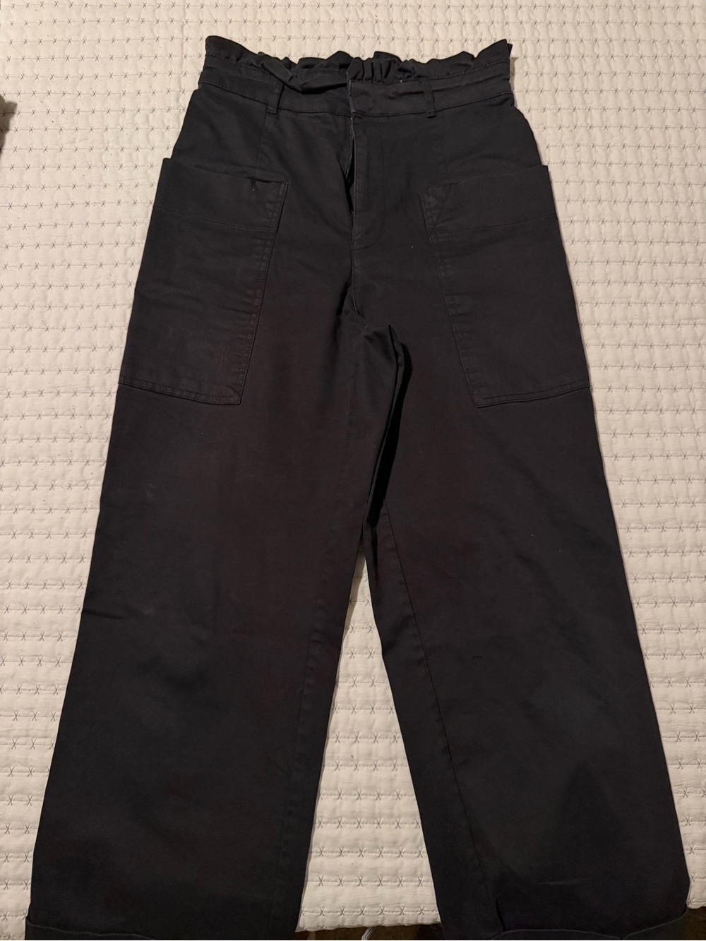 Zara Black Paperbag Waist Trousers
